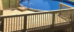 Project: A wooden deck with a swimming pool.