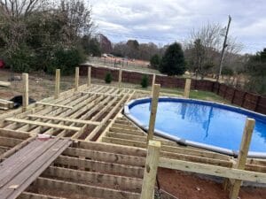 The Project Gallery showcases the construction of a wooden deck for a swimming pool.