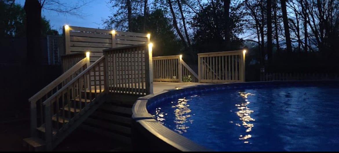 New lighting on pool deck